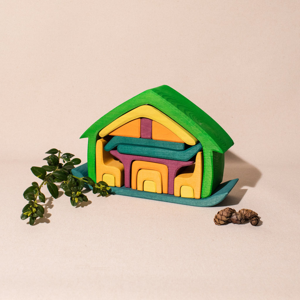 Gluckskafer All-In House green pieces fit together for storage