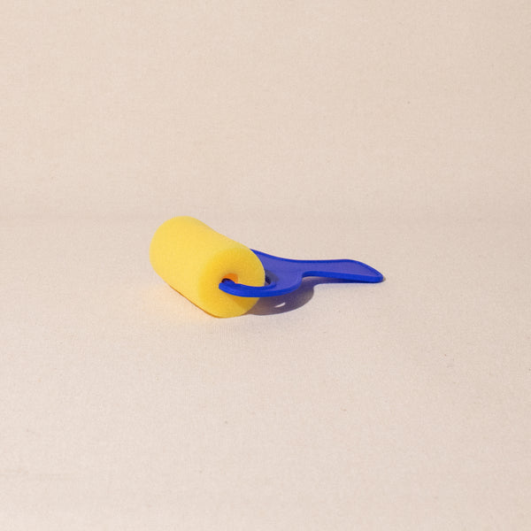 small paint roller yellow foam blue handle