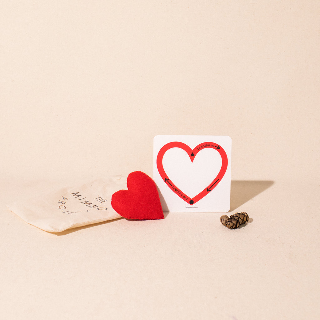 The Mimmo Project breathing card and stuffed felt heart