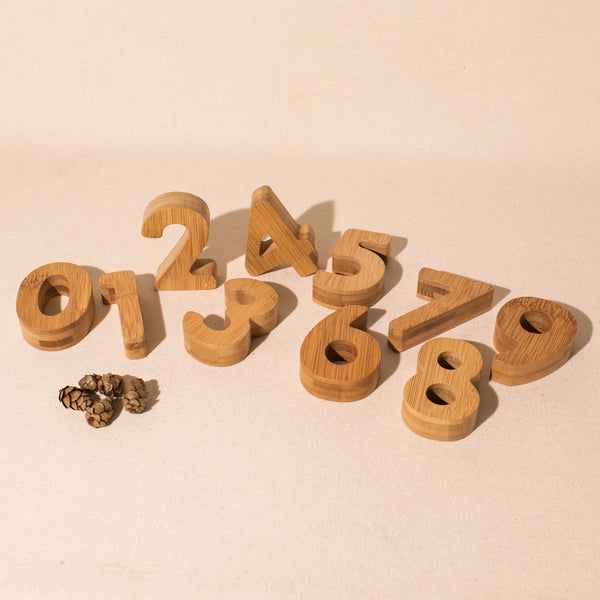 set of 10 wooden numbers