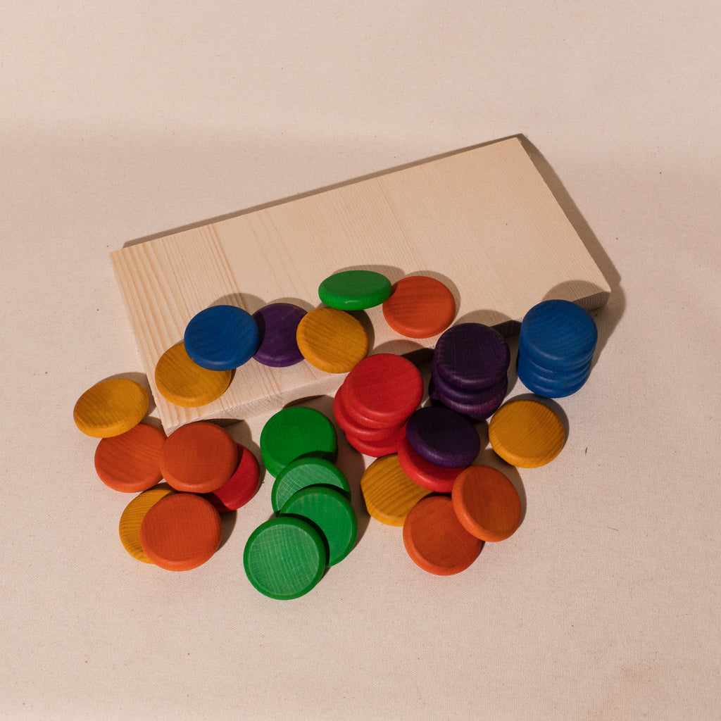 Grapat wood rainbow colored coins mixed