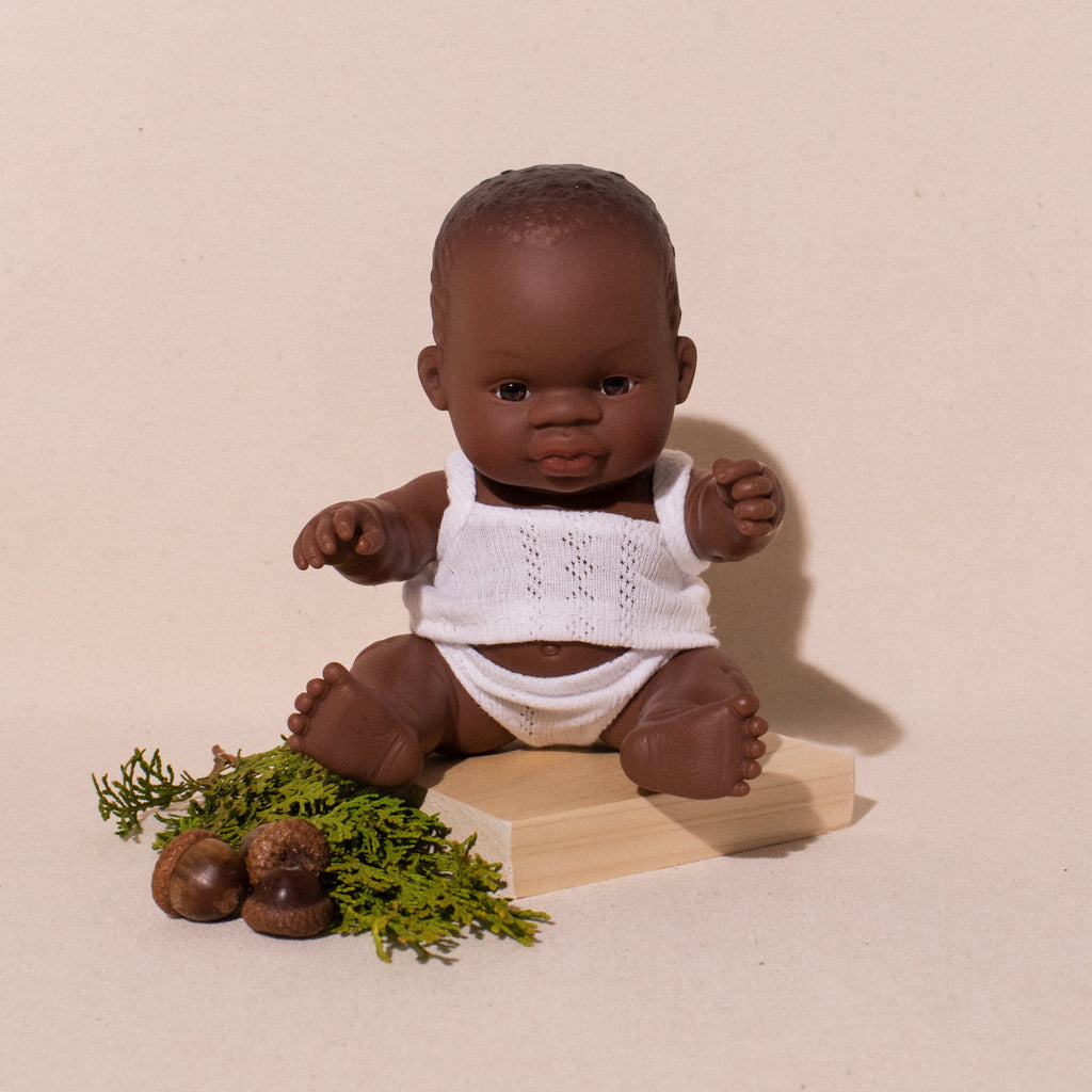 Miniland African newborn baby boy doll
