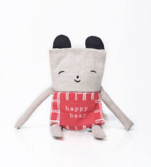 fabric bear toy with flip book "happy bear"