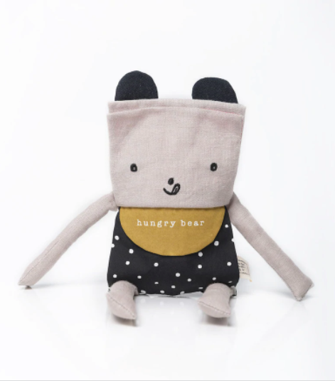 fabric bear toy flipped to "hungry bear"