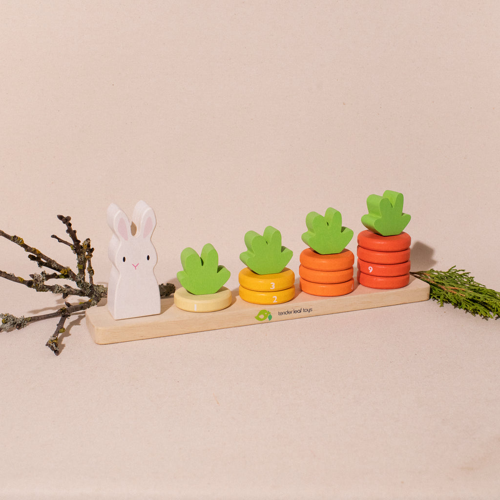 rabbit and counting carrot stacks  15 pieces and base