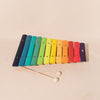 rainbow coloured wooden xylophone with 2 mallets