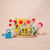wooden flower garden set with watering can