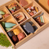 wooden loose parts play materials from the forest stones mushrooms insects leaves eggs twigs