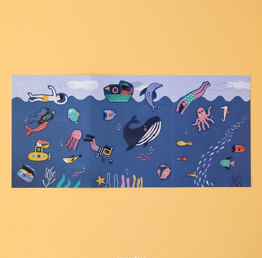 sea sticker book with diver and sea animal stickers