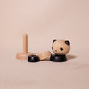 black and white wooden panda ring stacker unstacked